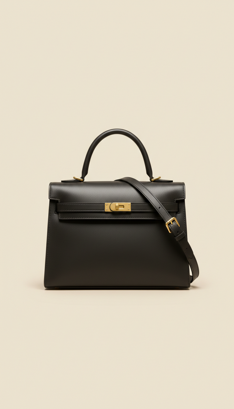 Leather Bag with Gold Accents