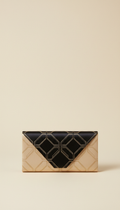 Onyx and Champagne Silk Embossed Clutch