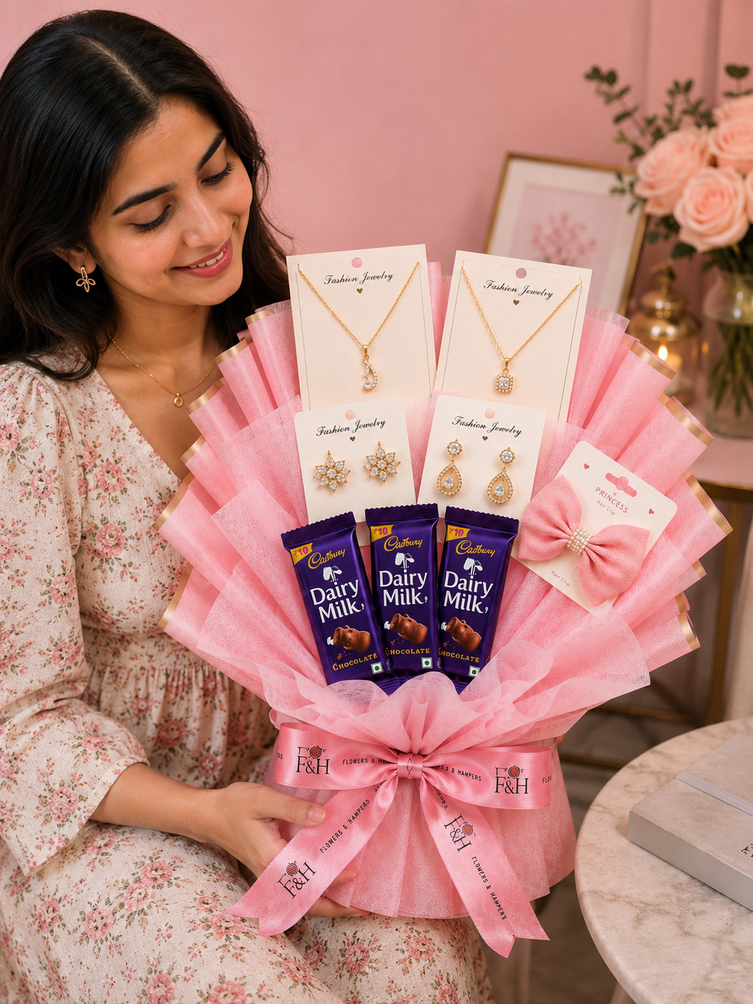 Jewelry & Chocolate Gift Bouquet