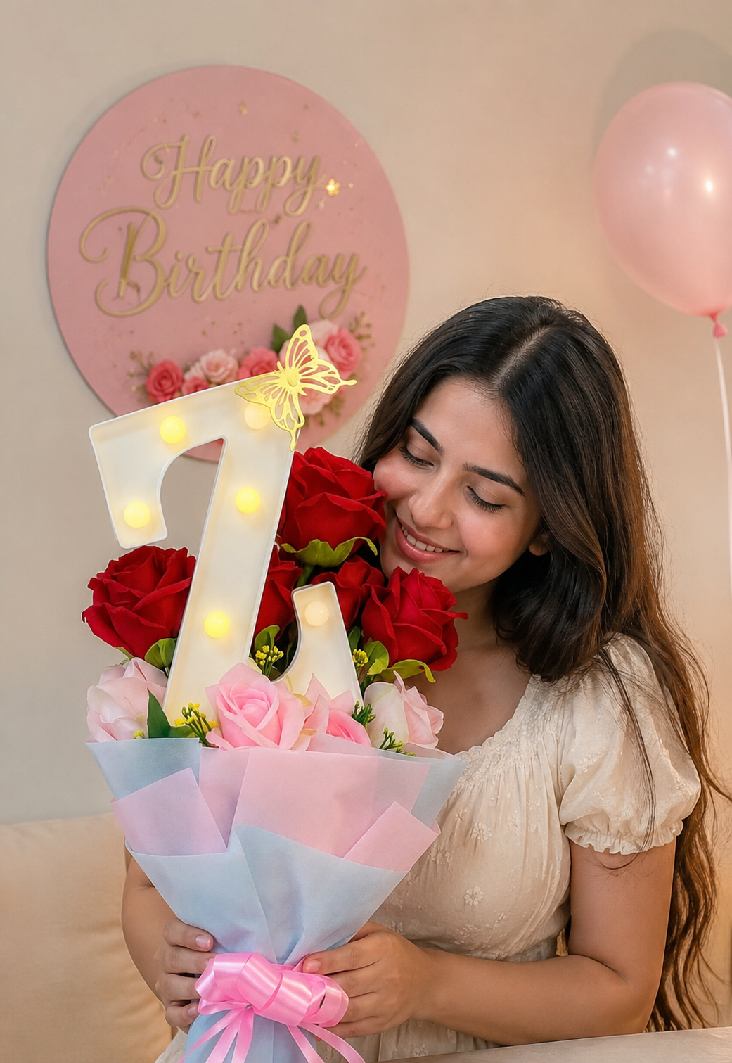 Personalized LED Initial Rose Bouquet