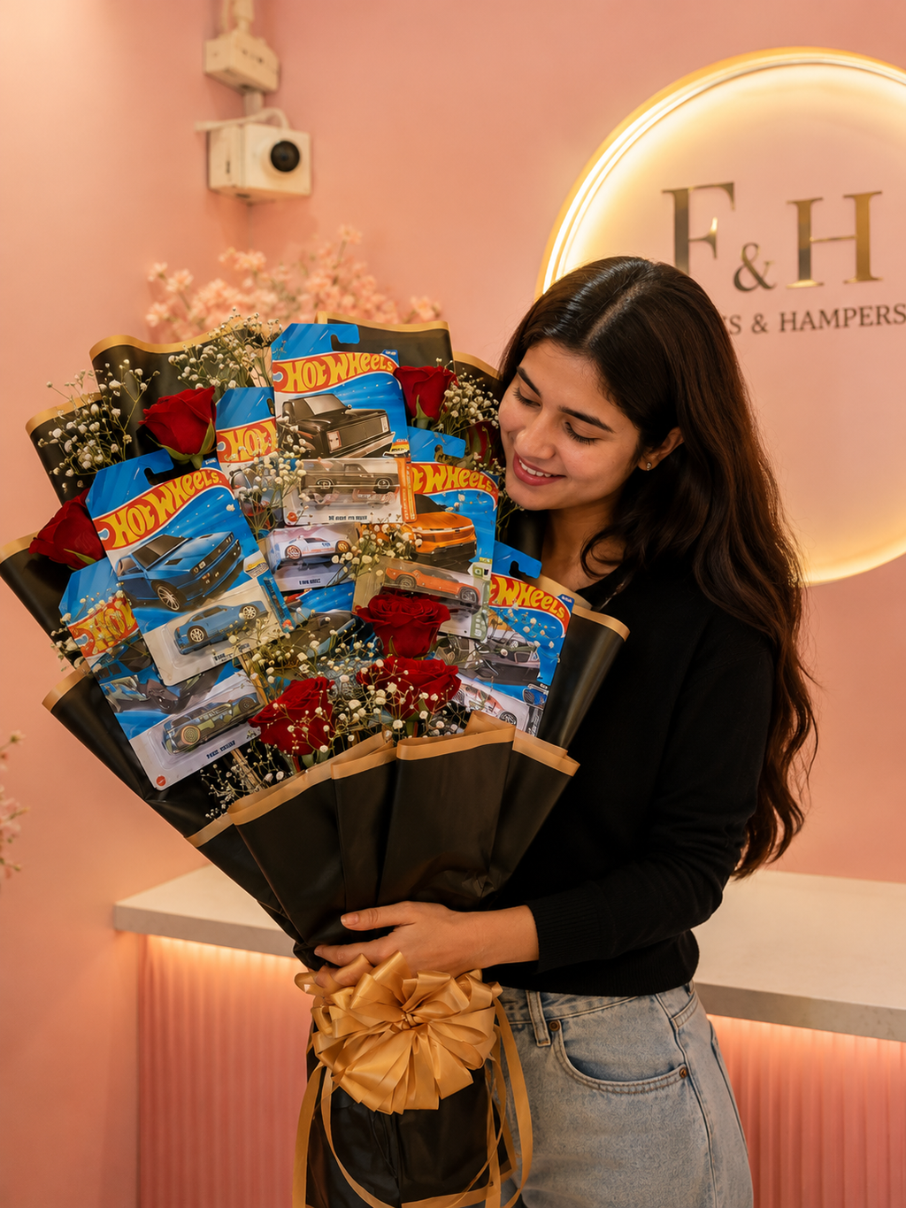 Hot Wheels & Rose Gift Bouquet